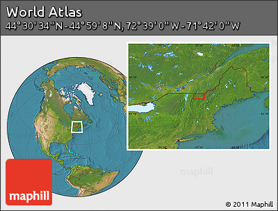 Satellite Location Map of the Area around 44° 44' 51" N, 72° 10' 30" W