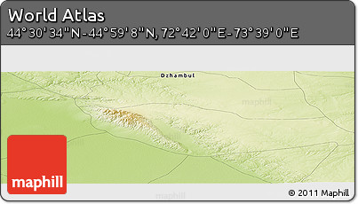 Physical Panoramic Map of the Area around 44° 44' 51" N, 73° 10' 30" E