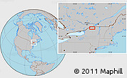 Gray Location Map of the area around 44° 44' 51" N, 74° 43' 29" W