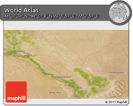 Satellite 3D Map of the Area around 44° 44' 51" N, 76° 34' 29" E