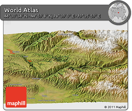 Satellite 3D Map of the Area around 44° 44' 51" N, 79° 7' 30" E