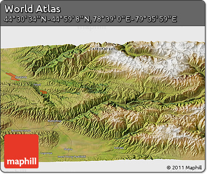 Satellite 3D Map of the Area around 44° 44' 51" N, 79° 7' 30" E
