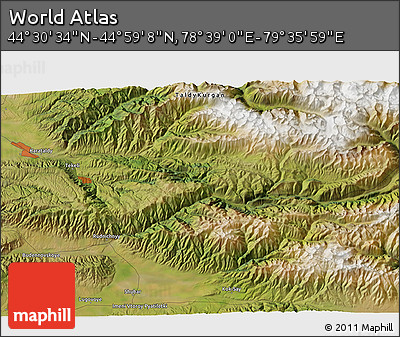 Satellite 3D Map of the Area around 44° 44' 51" N, 79° 7' 30" E