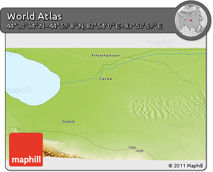 Physical 3D Map of the Area around 44° 44' 51" N, 83° 22' 30" E