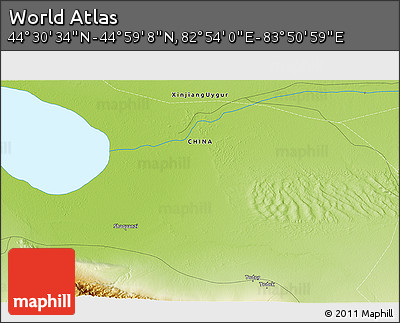 Physical 3D Map of the Area around 44° 44' 51" N, 83° 22' 30" E