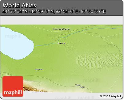 Physical 3D Map of the Area around 44° 44' 51" N, 83° 22' 30" E