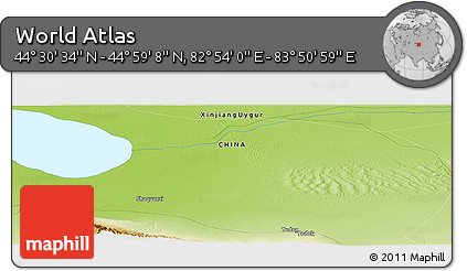 Physical Panoramic Map of the Area around 44° 44' 51" N, 83° 22' 30" E