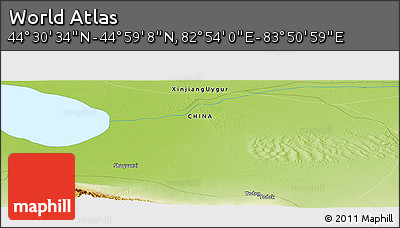 Physical Panoramic Map of the Area around 44° 44' 51" N, 83° 22' 30" E