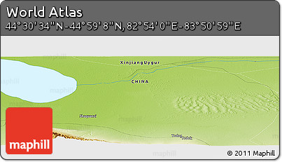Physical Panoramic Map of the Area around 44° 44' 51" N, 83° 22' 30" E