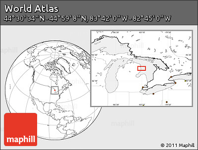 Blank Location Map of the Area around 44° 44' 51" N, 83° 13' 29" W