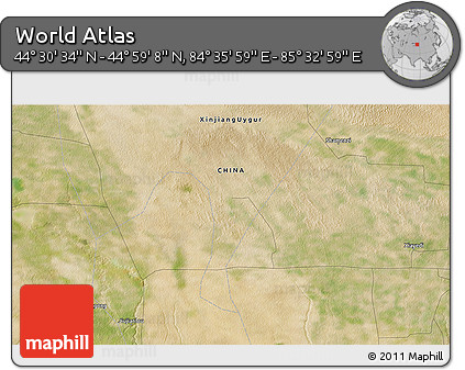 Satellite 3D Map of the Area around 44° 44' 51" N, 85° 4' 29" E