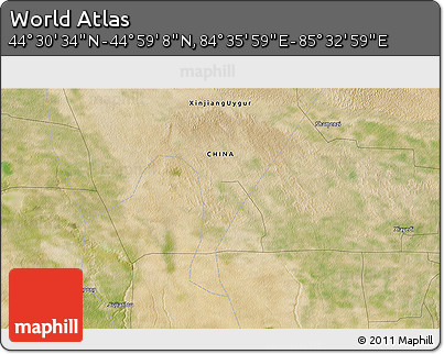 Satellite 3D Map of the Area around 44° 44' 51" N, 85° 4' 29" E