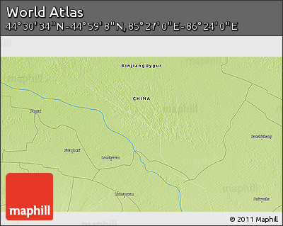 Physical 3D Map of the Area around 44° 44' 51" N, 85° 55' 30" E