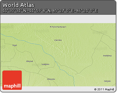 Physical 3D Map of the Area around 44° 44' 51" N, 85° 55' 30" E