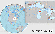 Gray Location Map of the area around 44° 44' 51" N, 86° 37' 30" W