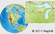 Physical Location Map of the area around 44° 44' 51" N, 90° 1' 30" W