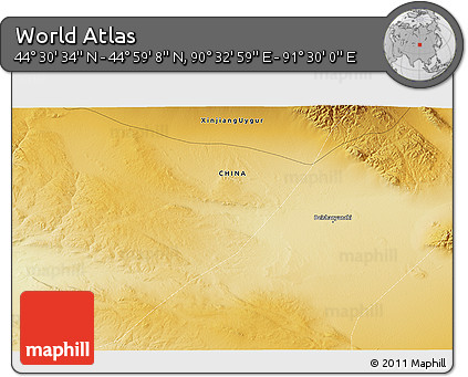 Physical 3D Map of the Area around 44° 44' 51" N, 91° 1' 30" E
