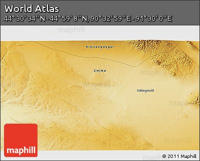 Physical 3D Map of the Area around 44° 44' 51" N, 91° 1' 30" E
