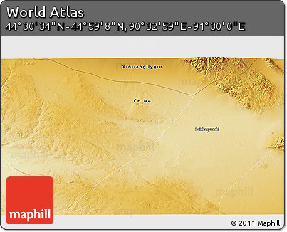 Physical 3D Map of the Area around 44° 44' 51" N, 91° 1' 30" E