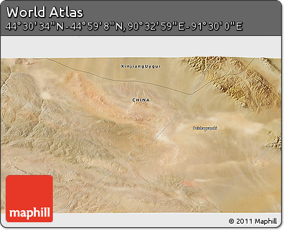 Satellite 3D Map of the Area around 44° 44' 51" N, 91° 1' 30" E