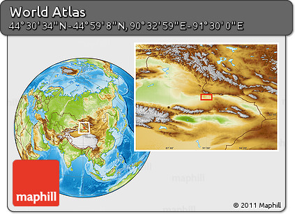 Physical Location Map of the Area around 44° 44' 51" N, 91° 1' 30" E