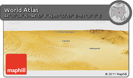 Physical Panoramic Map of the Area around 44° 44' 51" N, 91° 1' 30" E