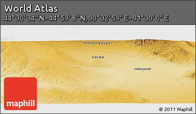 Physical Panoramic Map of the Area around 44° 44' 51" N, 91° 1' 30" E