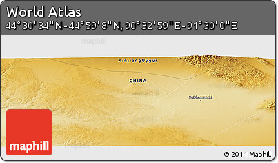 Physical Panoramic Map of the Area around 44° 44' 51" N, 91° 1' 30" E