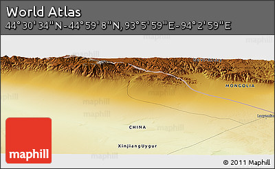Physical Panoramic Map of the Area around 44° 44' 51" N, 93° 34' 29" E