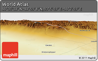 Physical Panoramic Map of the Area around 44° 44' 51" N, 93° 34' 29" E