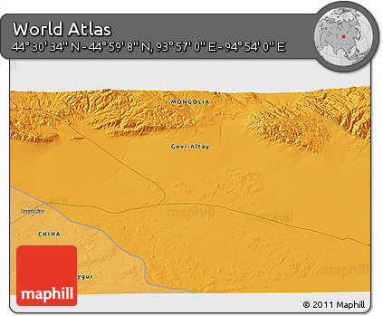 Political 3D Map of the Area around 44° 44' 51" N, 94° 25' 30" E