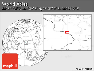 Blank Location Map of the Area around 44° 44' 51" N, 94° 25' 30" E