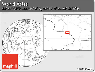 Blank Location Map of the Area around 44° 44' 51" N, 94° 25' 30" E
