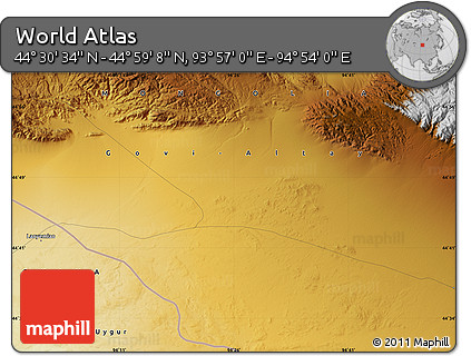 Physical Map of the Area around 44° 44' 51" N, 94° 25' 30" E