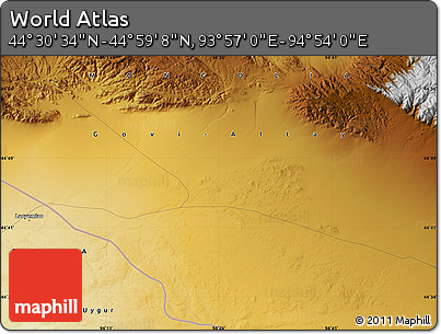 Physical Map of the Area around 44° 44' 51" N, 94° 25' 30" E