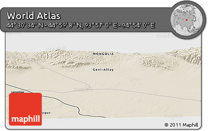 Shaded Relief Panoramic Map of the Area around 44° 44' 51" N, 94° 25' 30" E