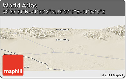 Shaded Relief Panoramic Map of the Area around 44° 44' 51" N, 94° 25' 30" E