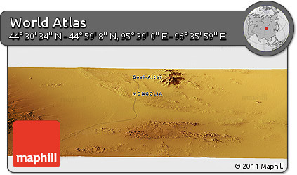 Physical Panoramic Map of the Area around 44° 44' 51" N, 96° 7' 30" E