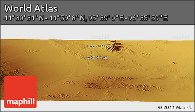 Physical Panoramic Map of the Area around 44° 44' 51" N, 96° 7' 30" E