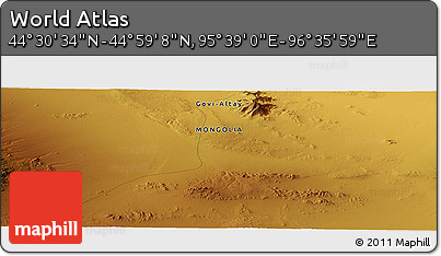 Physical Panoramic Map of the Area around 44° 44' 51" N, 96° 7' 30" E