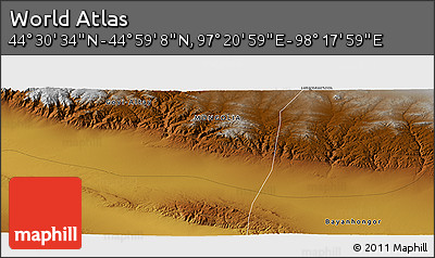 Physical Panoramic Map of the Area around 44° 44' 51" N, 97° 49' 29" E