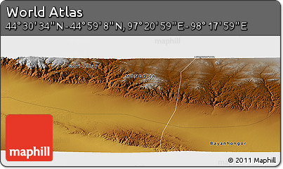 Physical Panoramic Map of the Area around 44° 44' 51" N, 97° 49' 29" E