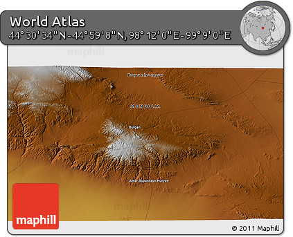 Physical 3D Map of the Area around 44° 44' 51" N, 98° 40' 30" E