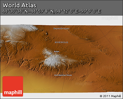 Physical 3D Map of the Area around 44° 44' 51" N, 98° 40' 30" E