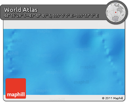 Physical 3D Map of the Area around 44° 2' 4" S, 105° 28' 29" E