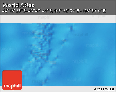 Physical 3D Map of the Area around 44° 2' 4" S, 108° 1' 30" E