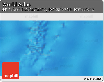 Physical 3D Map of the Area around 44° 2' 4" S, 108° 1' 30" E