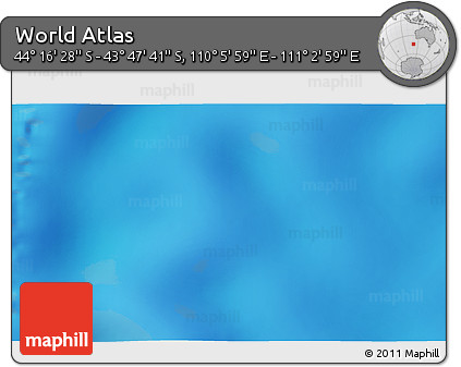 Physical 3D Map of the Area around 44° 2' 4" S, 110° 34' 29" E