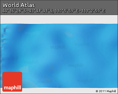 Physical 3D Map of the Area around 44° 2' 4" S, 110° 34' 29" E