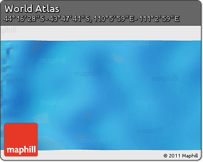Physical 3D Map of the Area around 44° 2' 4" S, 110° 34' 29" E